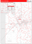Spokane-Spokane Valley Metro Area Wall Map Red Line Style